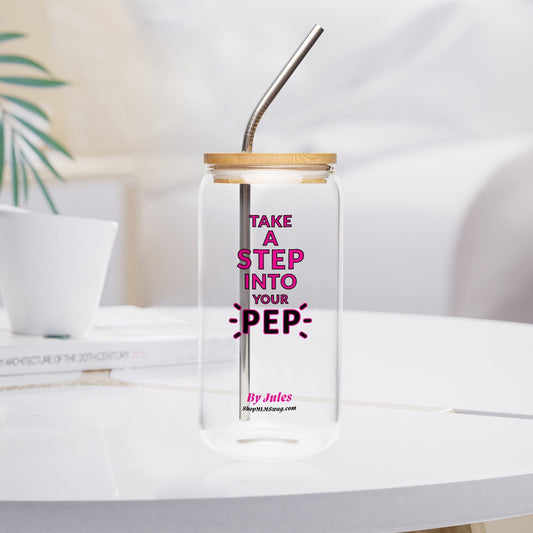 Take a Step Into PEP — Drinking Glass w/ Bamboo Lid