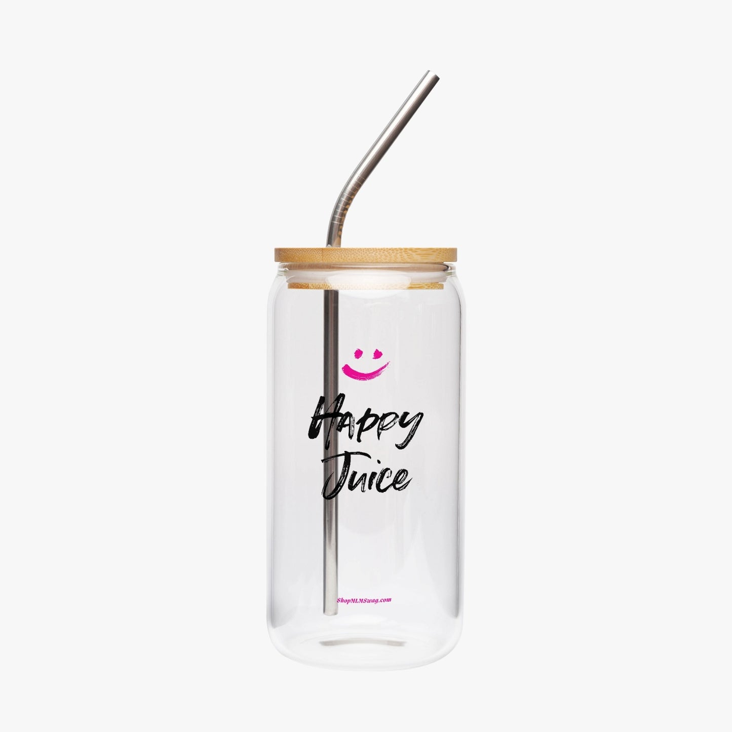 Happy Juice Script — Drinking Glass w/ Bamboo Lid