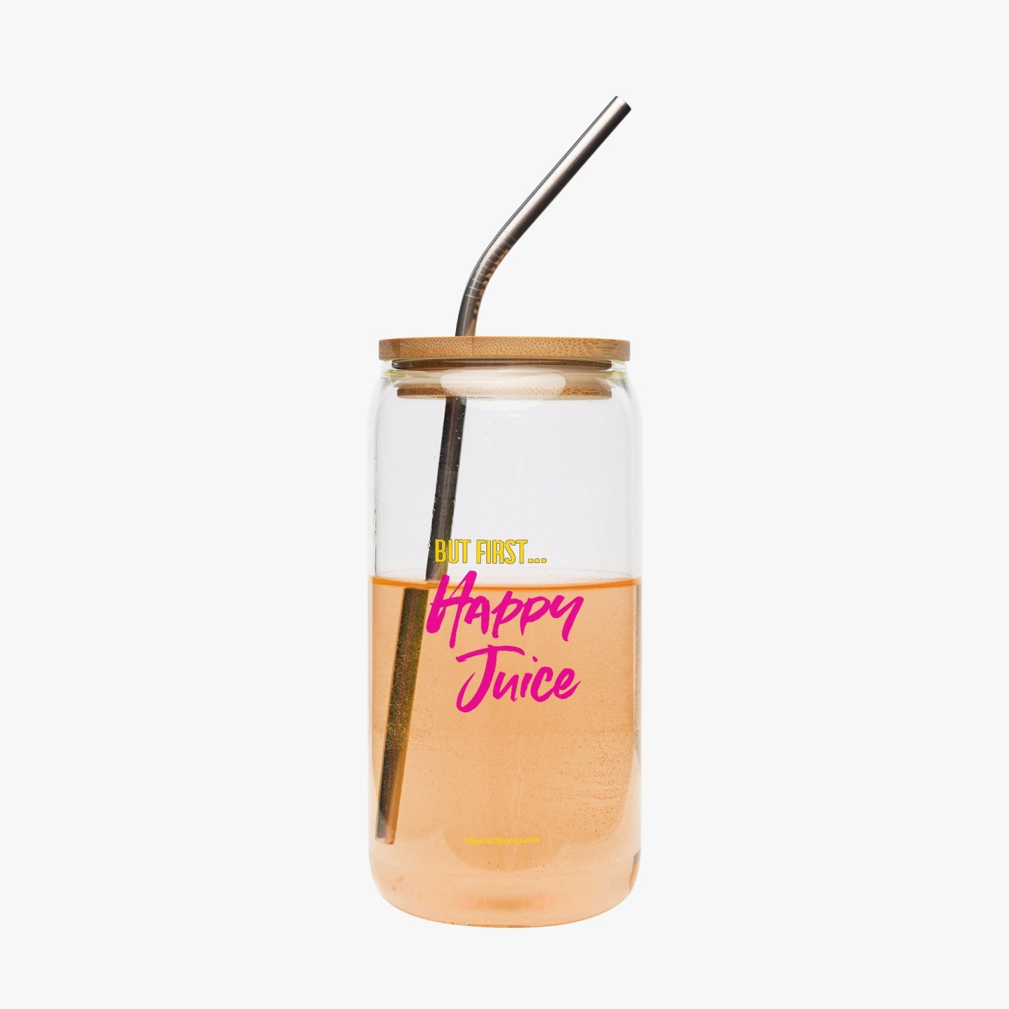 But First... Happy Juice Beach Script — Drinking Glass w/ Bamboo Lid