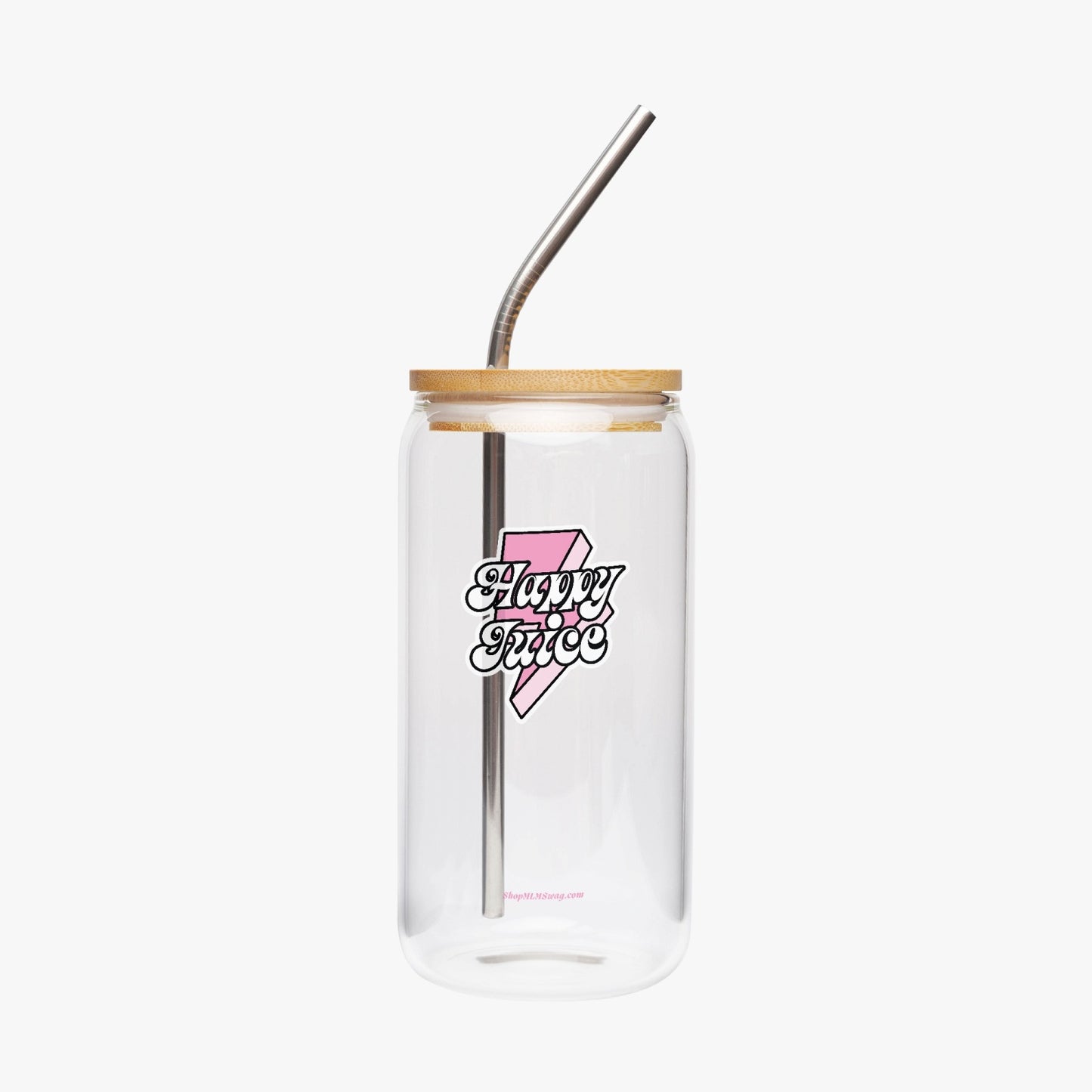 Happy Juice Pink Lightning Bolt — Drinking Glass w/ Bamboo Lid