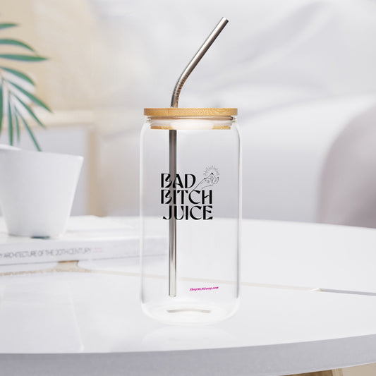 Bad B*tch Juice — Drinking Glass w/ Bamboo Lid