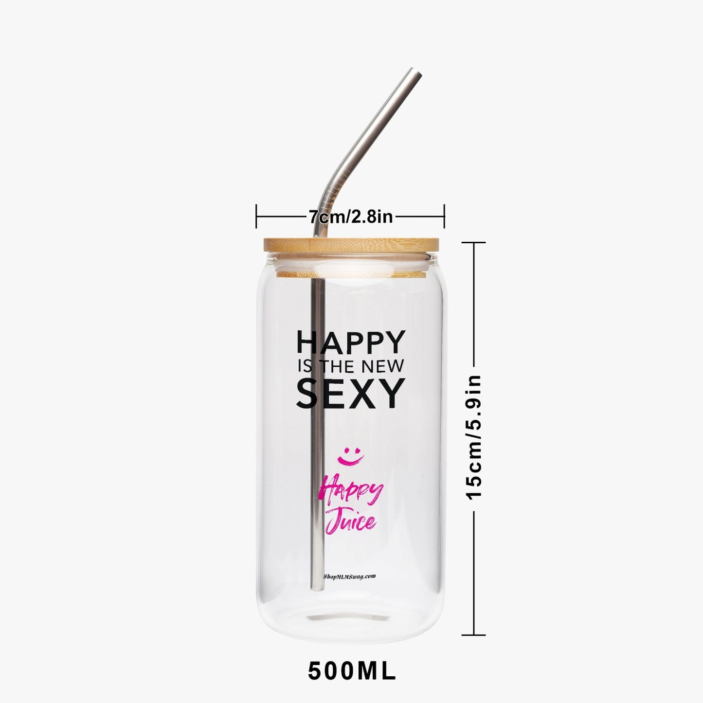Happy Is The New Sexy — Drinking Glass w/ Bamboo Lid