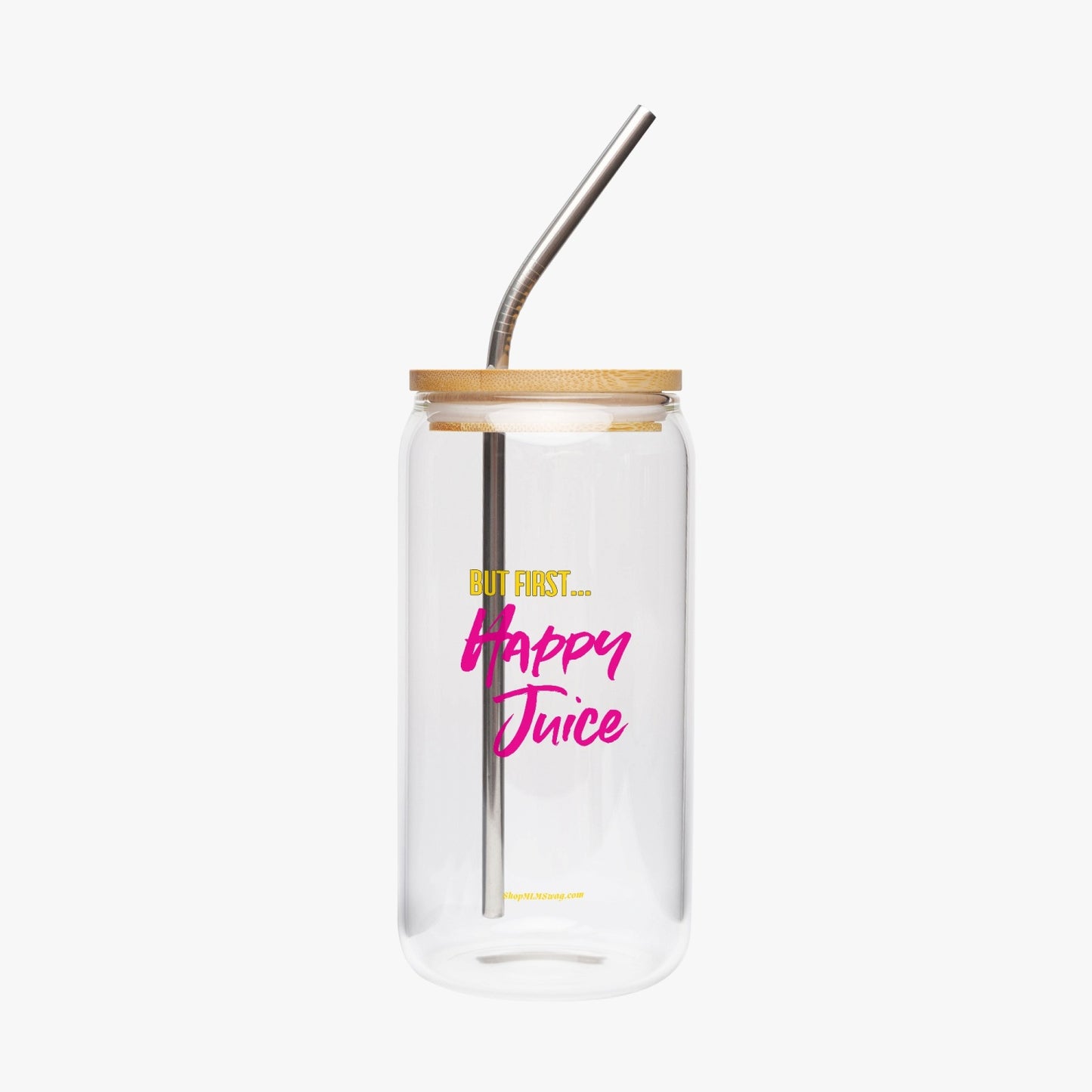 But First... Happy Juice Beach Script — Drinking Glass w/ Bamboo Lid