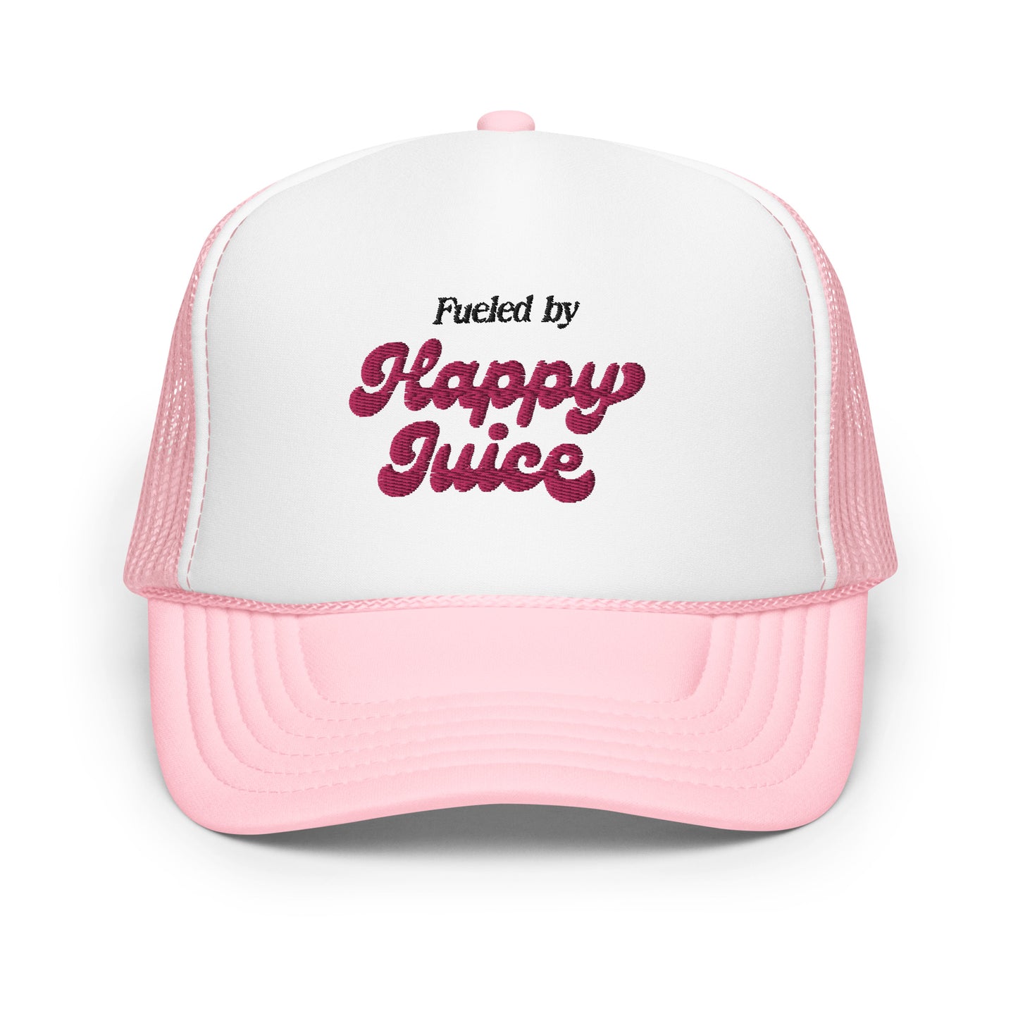 "Fueled by Happy Juice" Watermelon Edge Trucker Hat