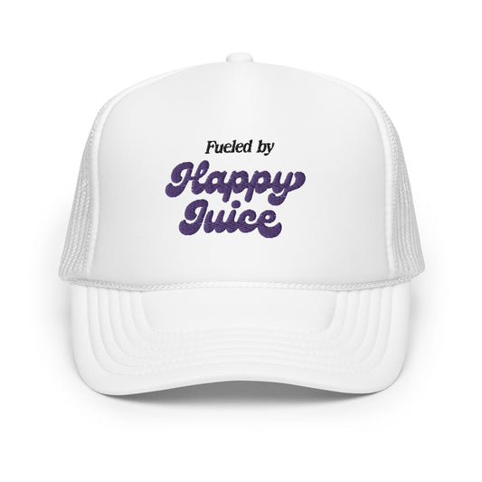 "Fueled by Happy Juice" Grape Edge Trucker Hat
