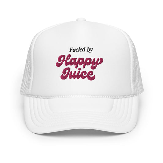 "Fueled by Happy Juice" Watermelon Edge Trucker Hat