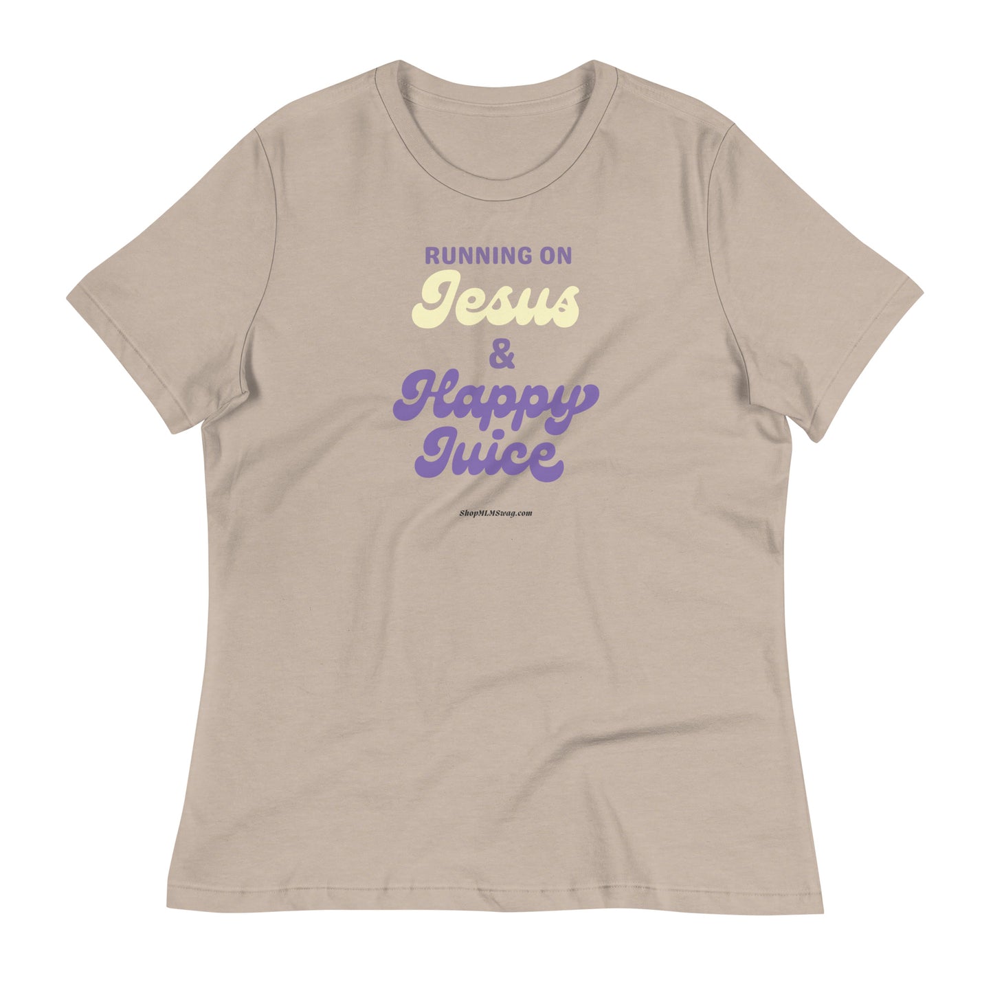 "Running on Jesus & Happy Juice" Lilac Hippie T-Shirt