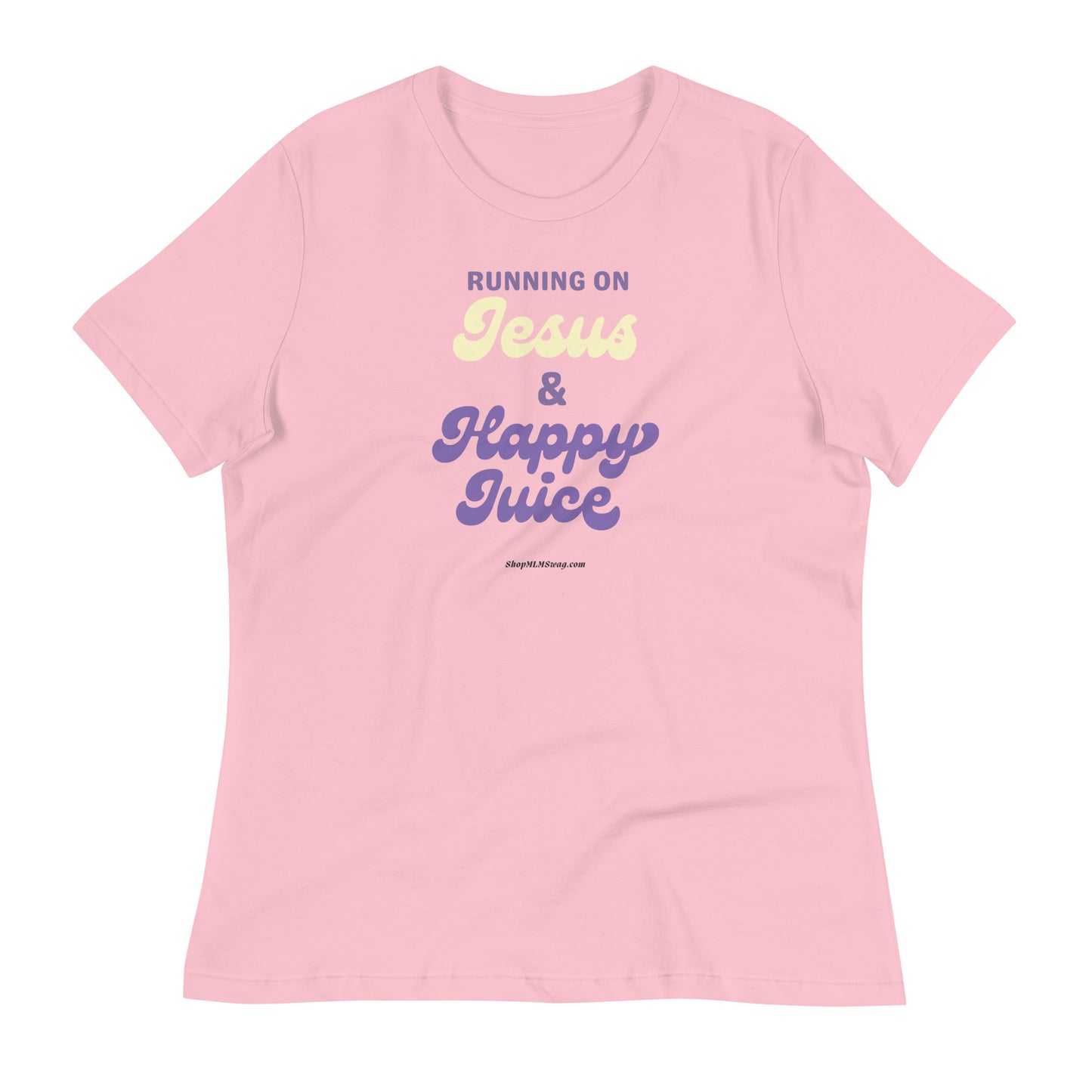 "Running on Jesus & Happy Juice" Lilac Hippie T-Shirt