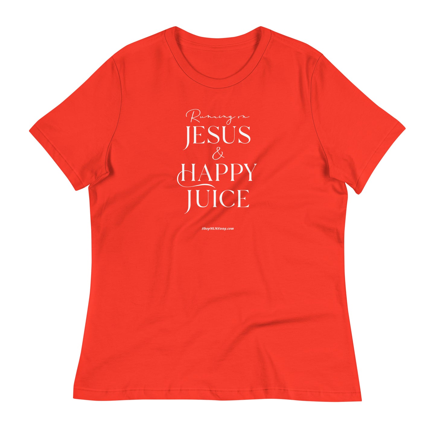 "Running on Jesus & Happy Juice" Light Script T-Shirt